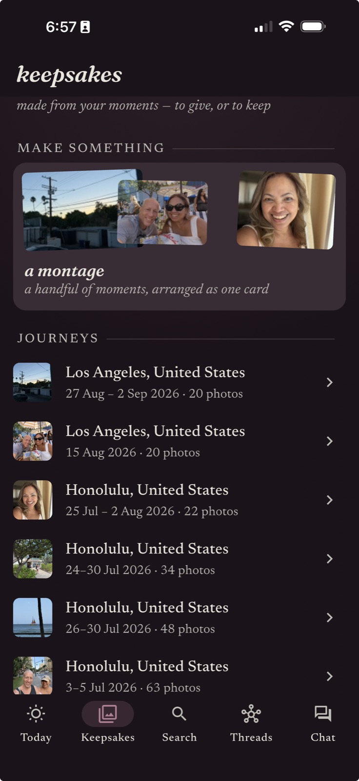 The keepsakes shelf: something to make from your moments, and the journeys to make it from.