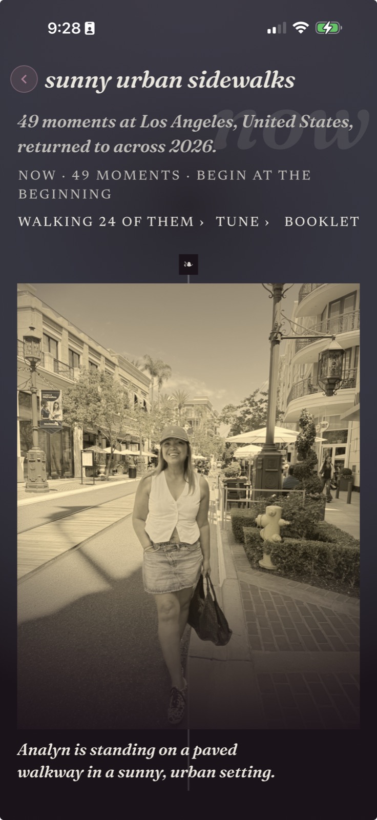 Walking a thread: one sepia photograph at a time, with its reading beneath.